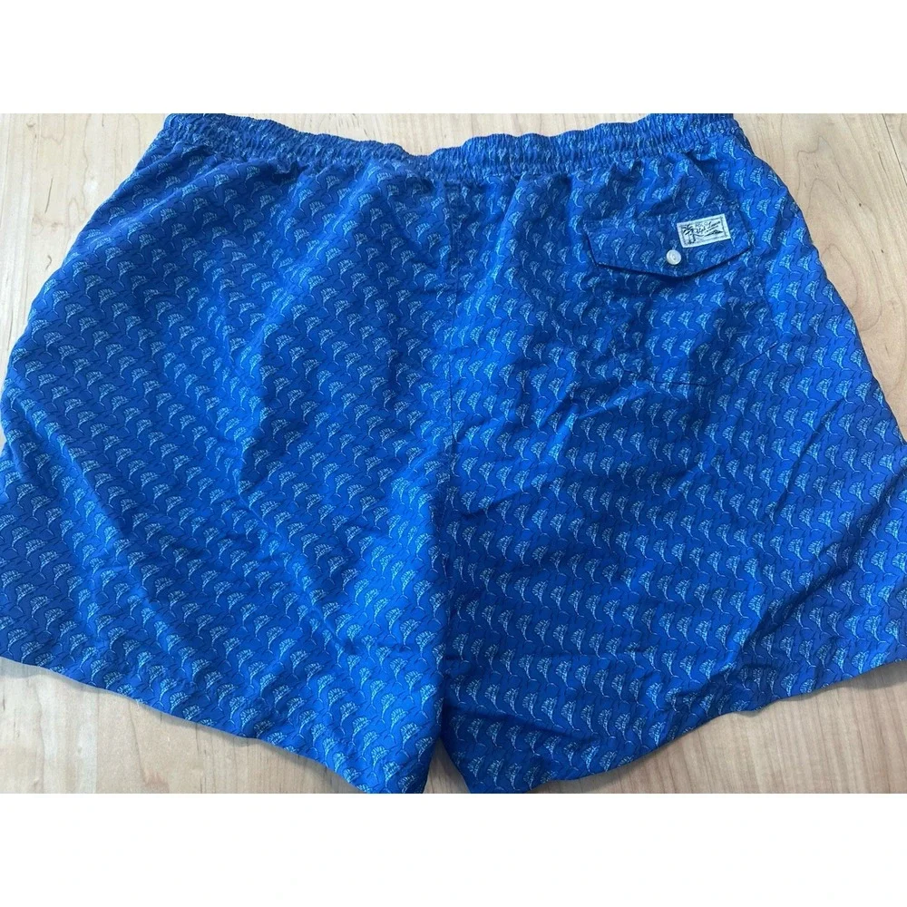 Polo Ralph Lauren Men's 3XB Blue Sail Fish Traveler Mid Swim Trunks Board Shorts